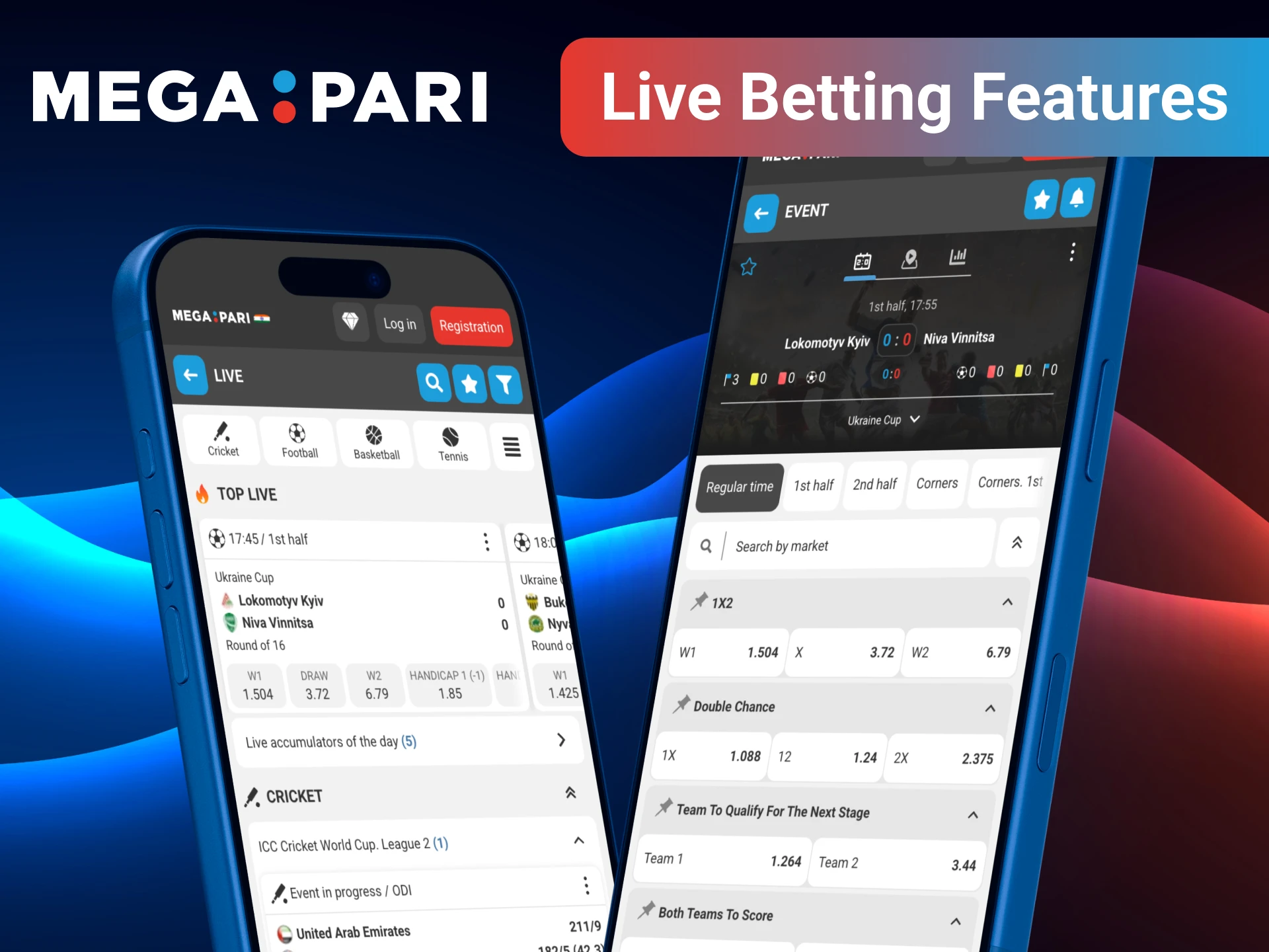 Discover live betting features on MegaPari platform.