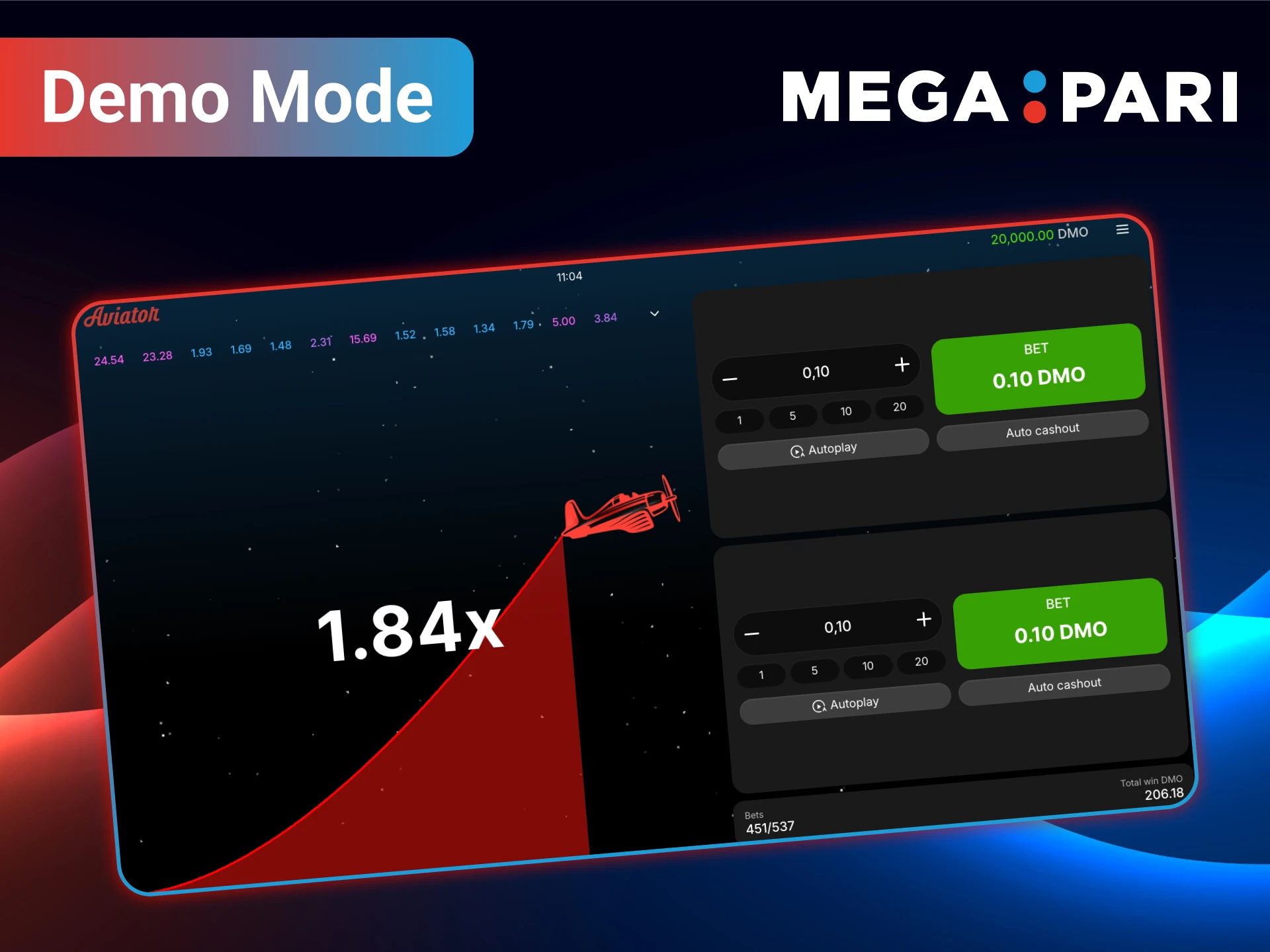 Try Aviator demo mode for free on MegaPari.