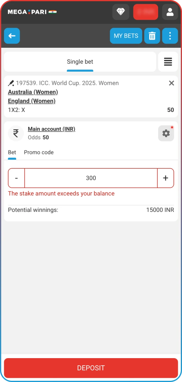 Place your first cricket bet easily at MegaPari.