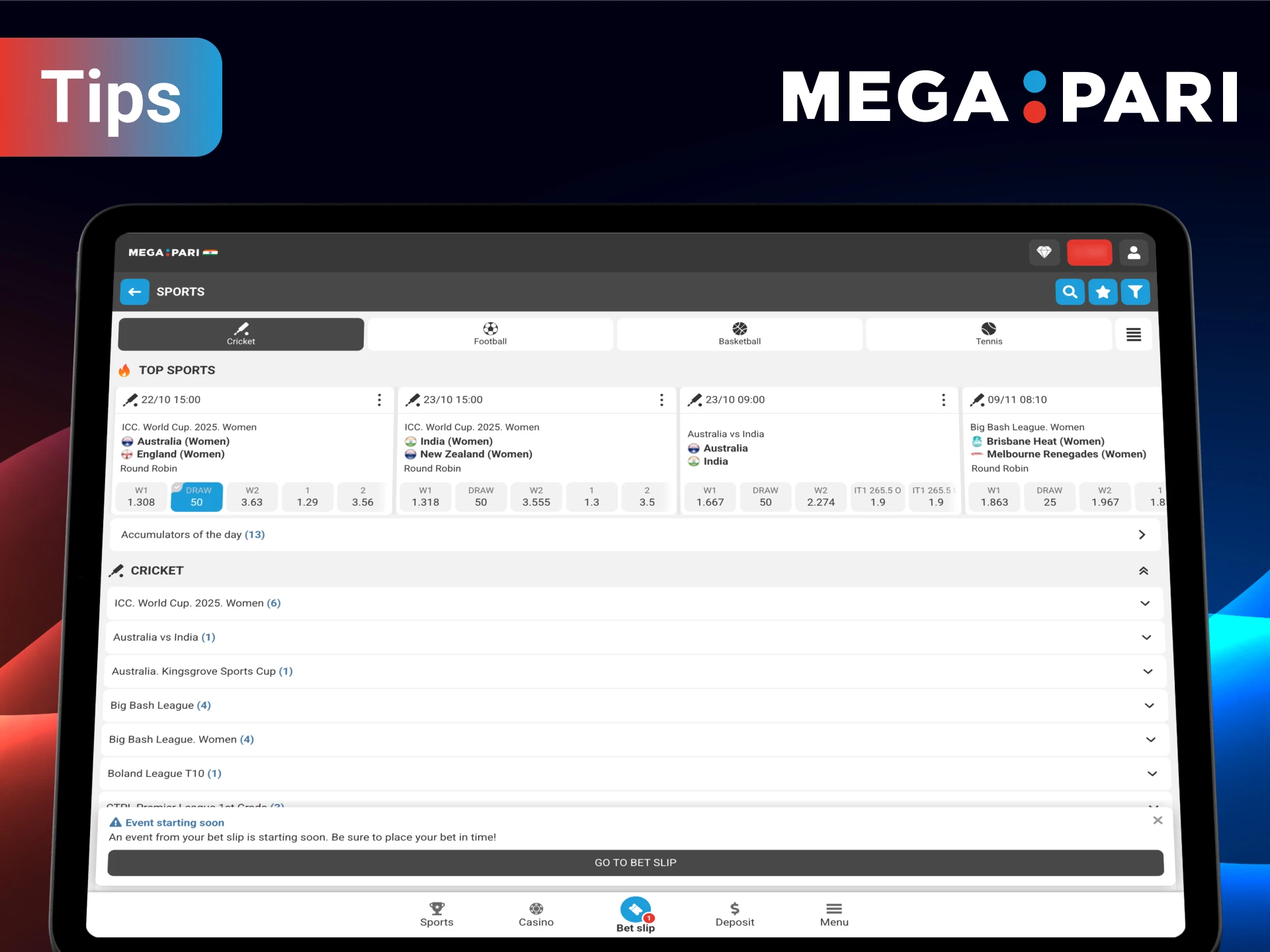 Get cricket tips and maximize wins with MegaPari.