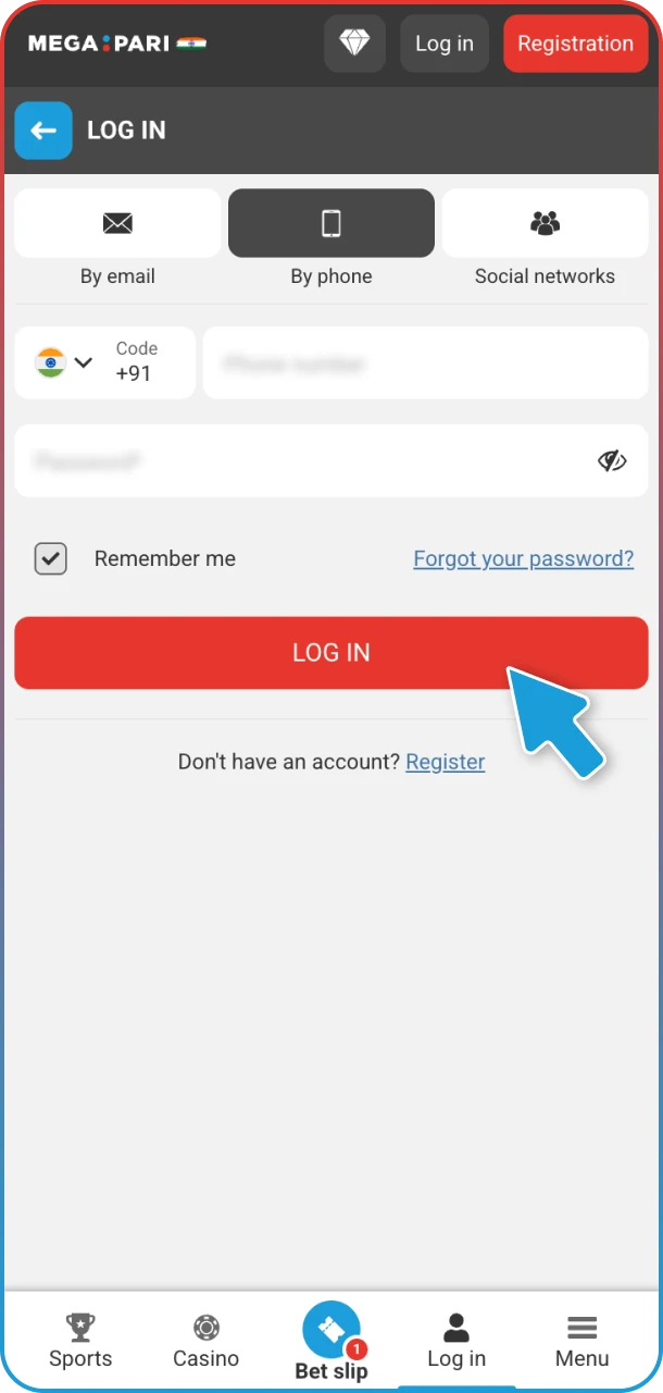 Log in and deposit easily at MegaPari.