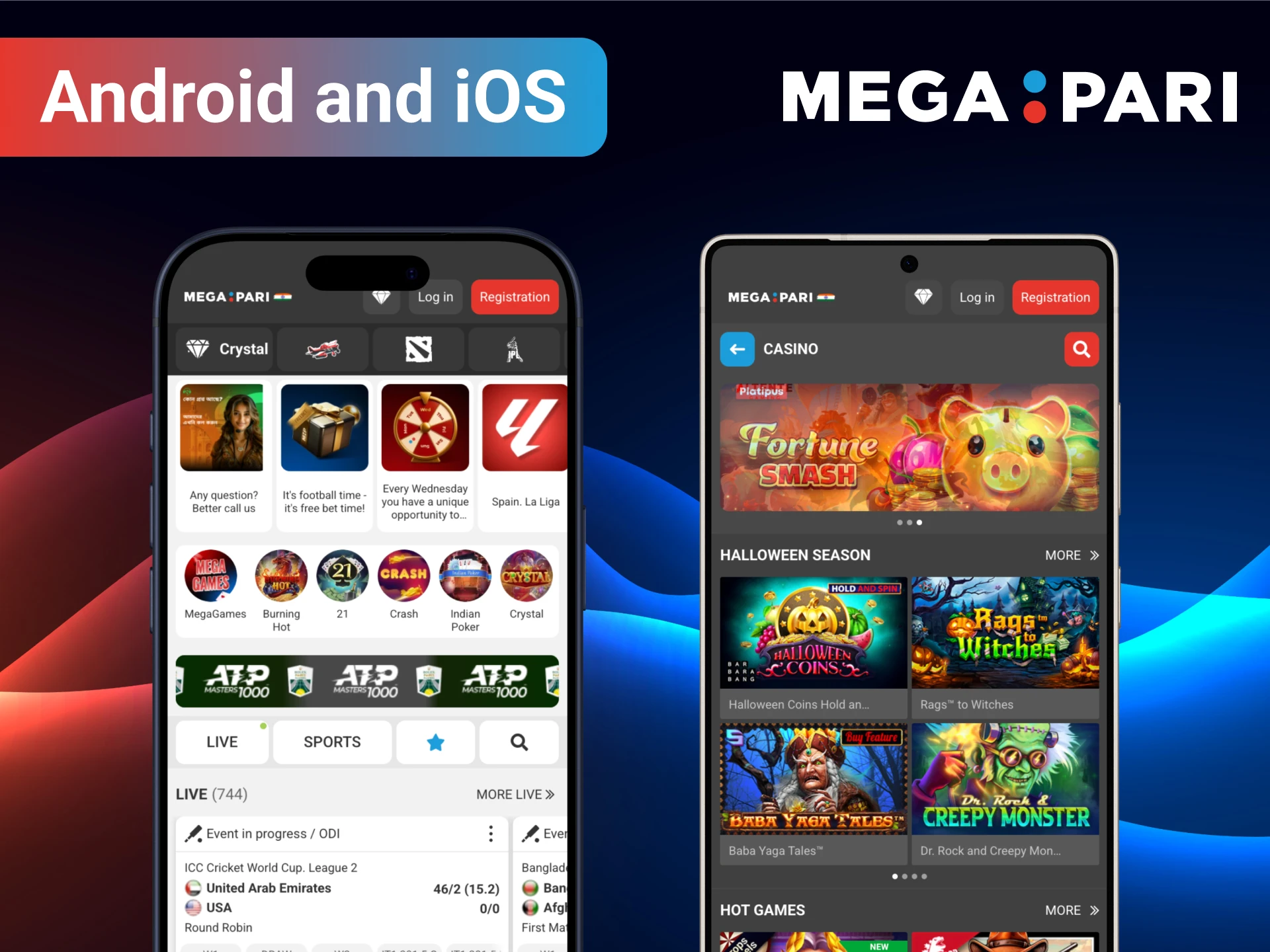 Download MegaPari for Android or iOS devices.