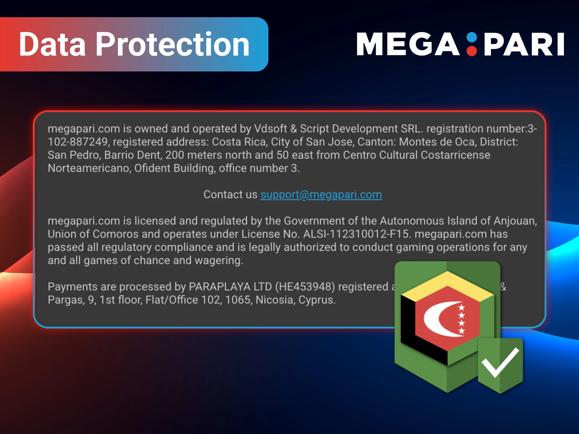 Your data is always secure with MegaPari protection.