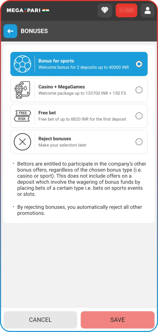 Opt in for your registration bonus at MegaPari today.