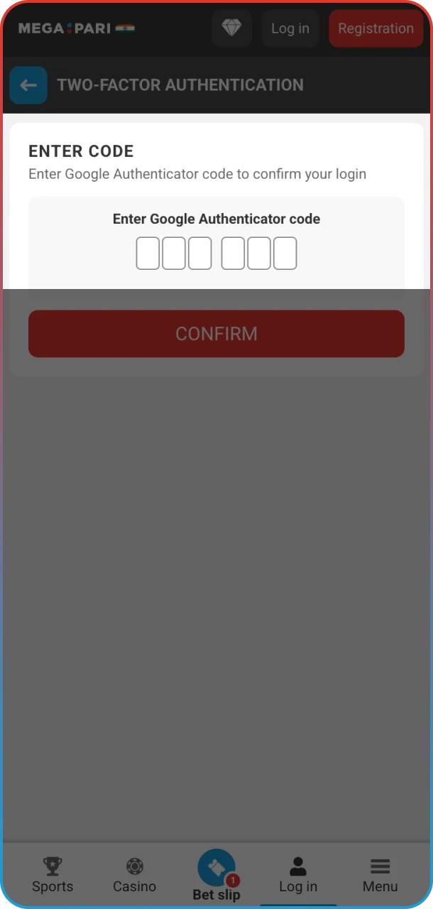 Authenticate your login and access MegaPari account safely.