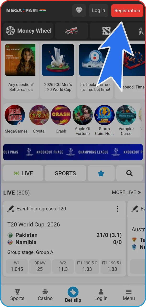 Visit MegaPari and register to bet on CS 2.