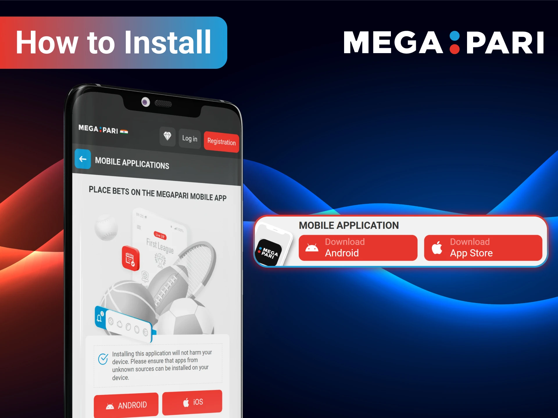 Install the MegaPari app for football betting.