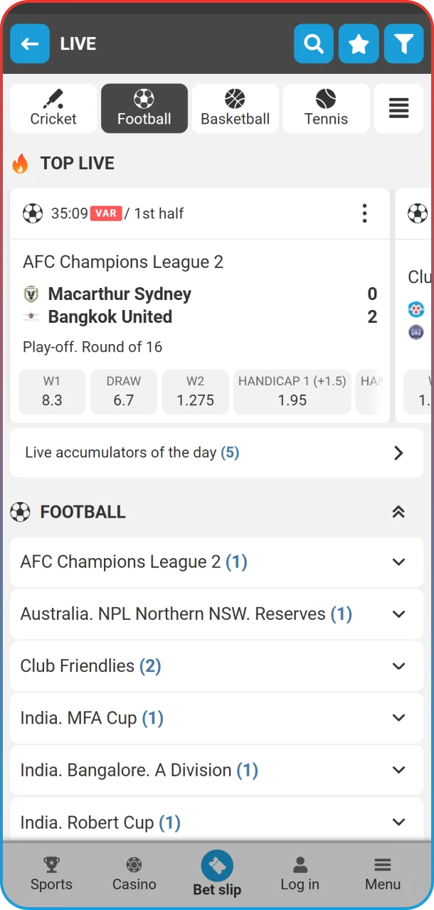 Visit the live football section at MegaPari.