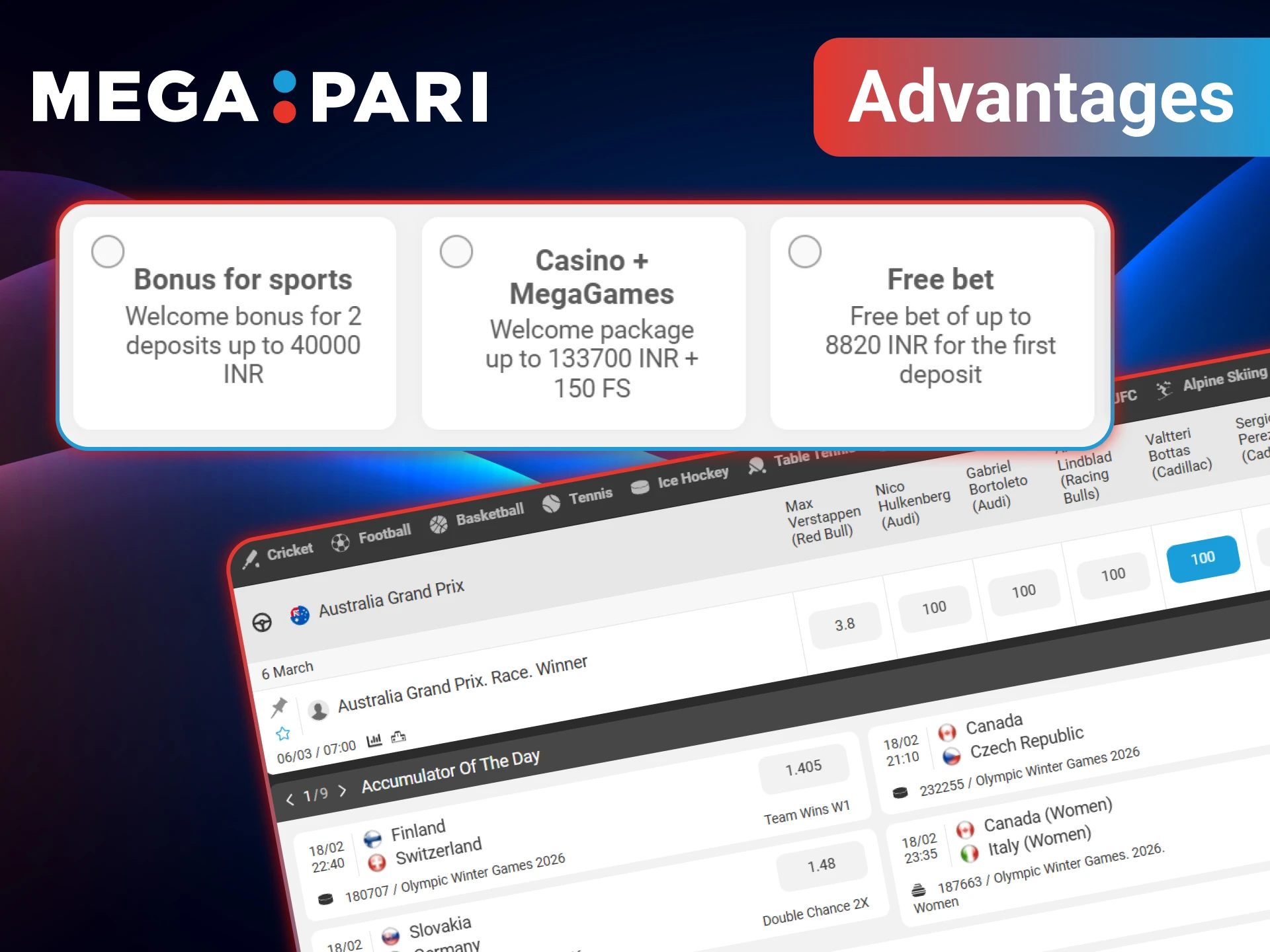 You won't regret choosing MegaPari for Formula 1 betting.