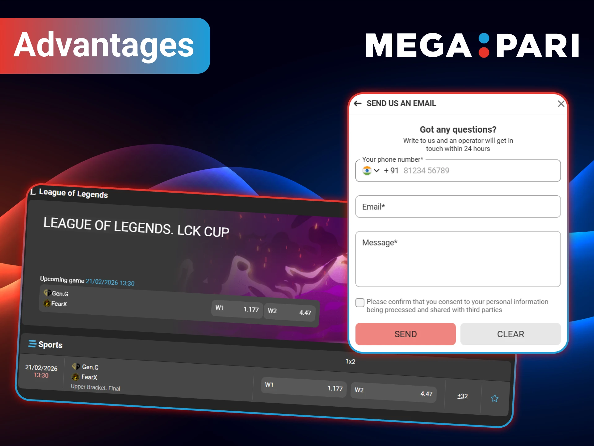 MegaPari offers the best conditions for betting on LoL.