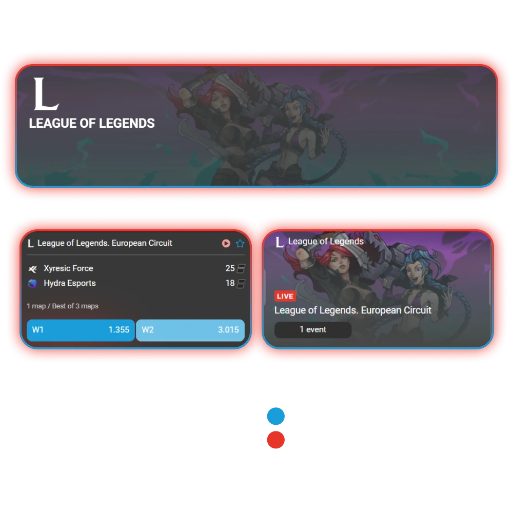 LoL events are available for betting on MegaPari.