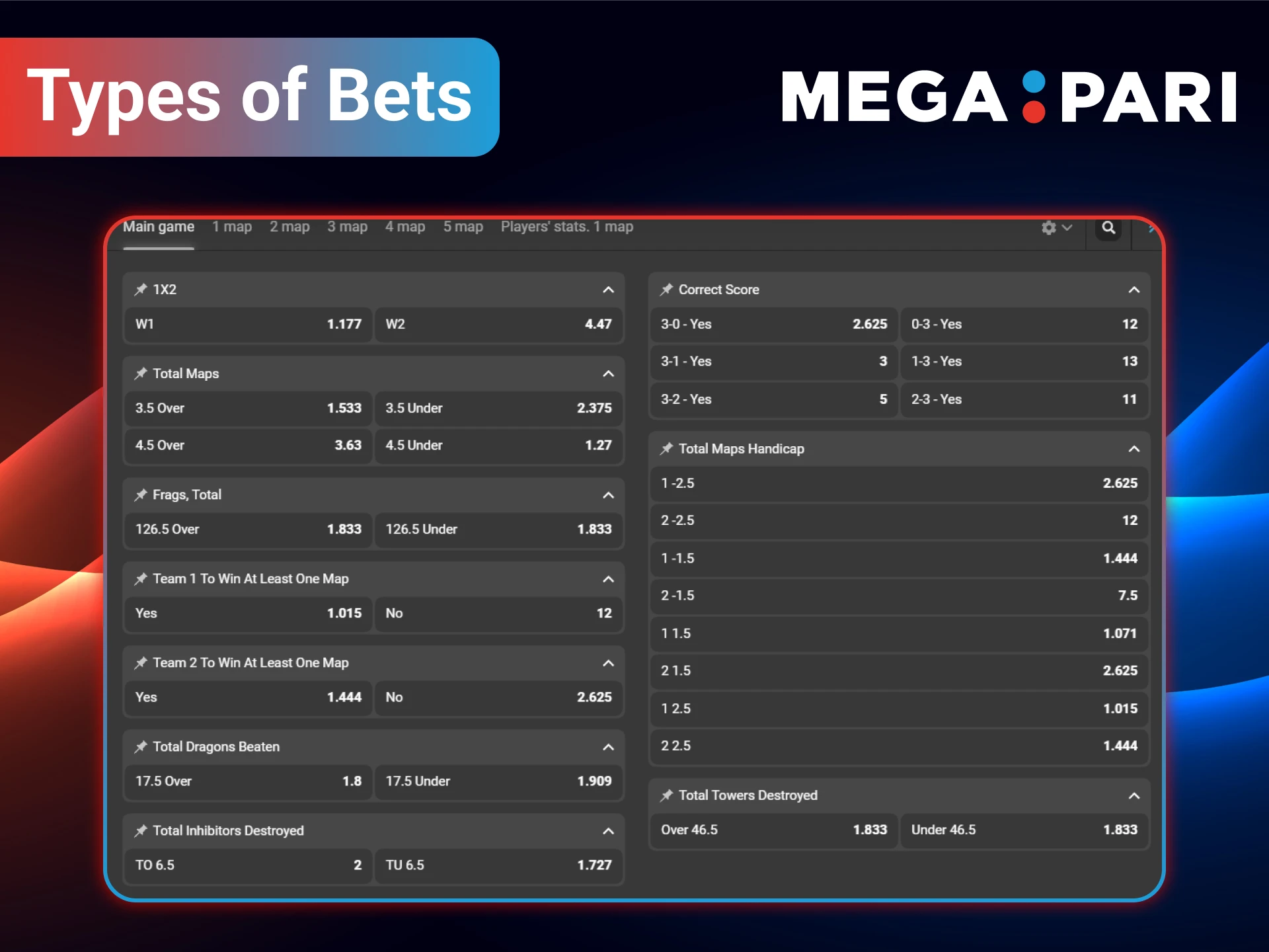Choose your bet on LoL from MegaPari.