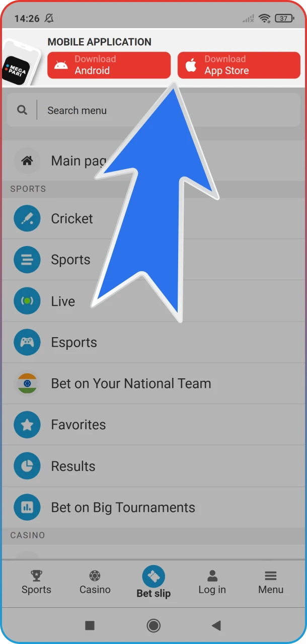 Download the MegaPari app for MMA betting.