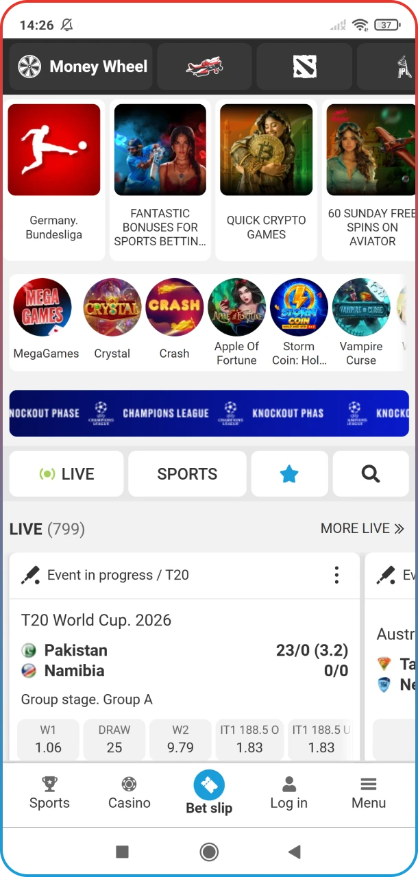 You can now open the MegaPari app for MMA betting.