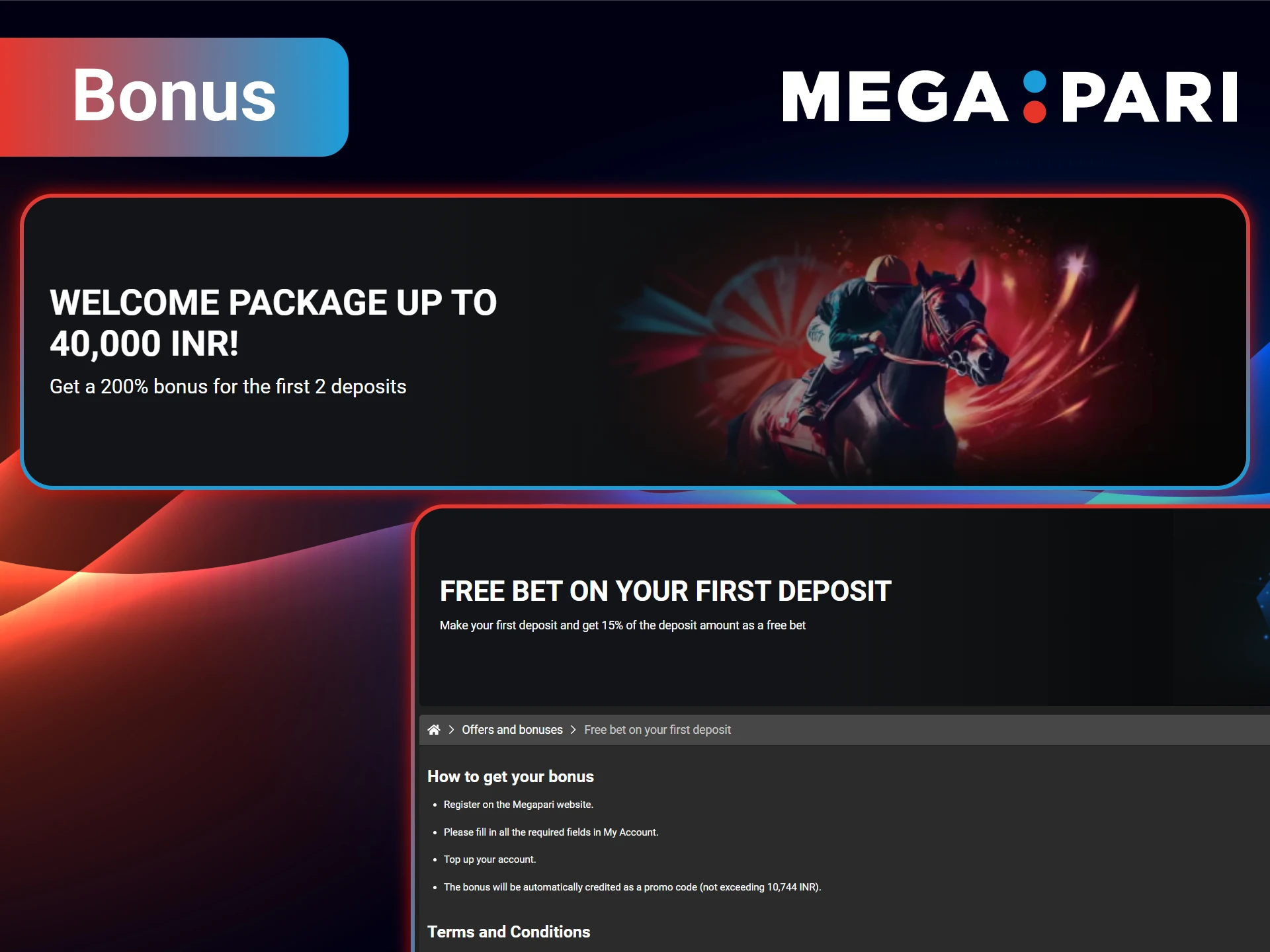 You will receive a bonus from MegaPari for betting on MMA.