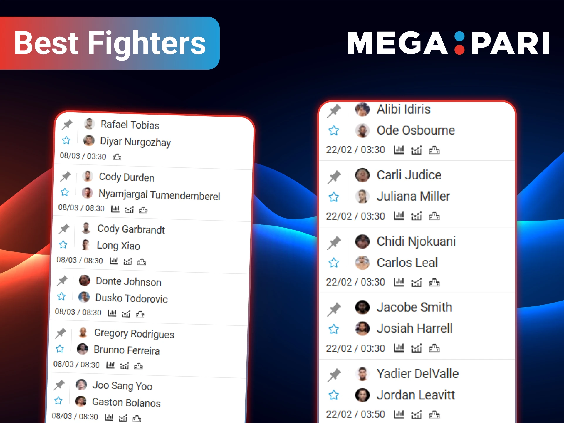 Choose your fighter for MMA betting with MegaPari.