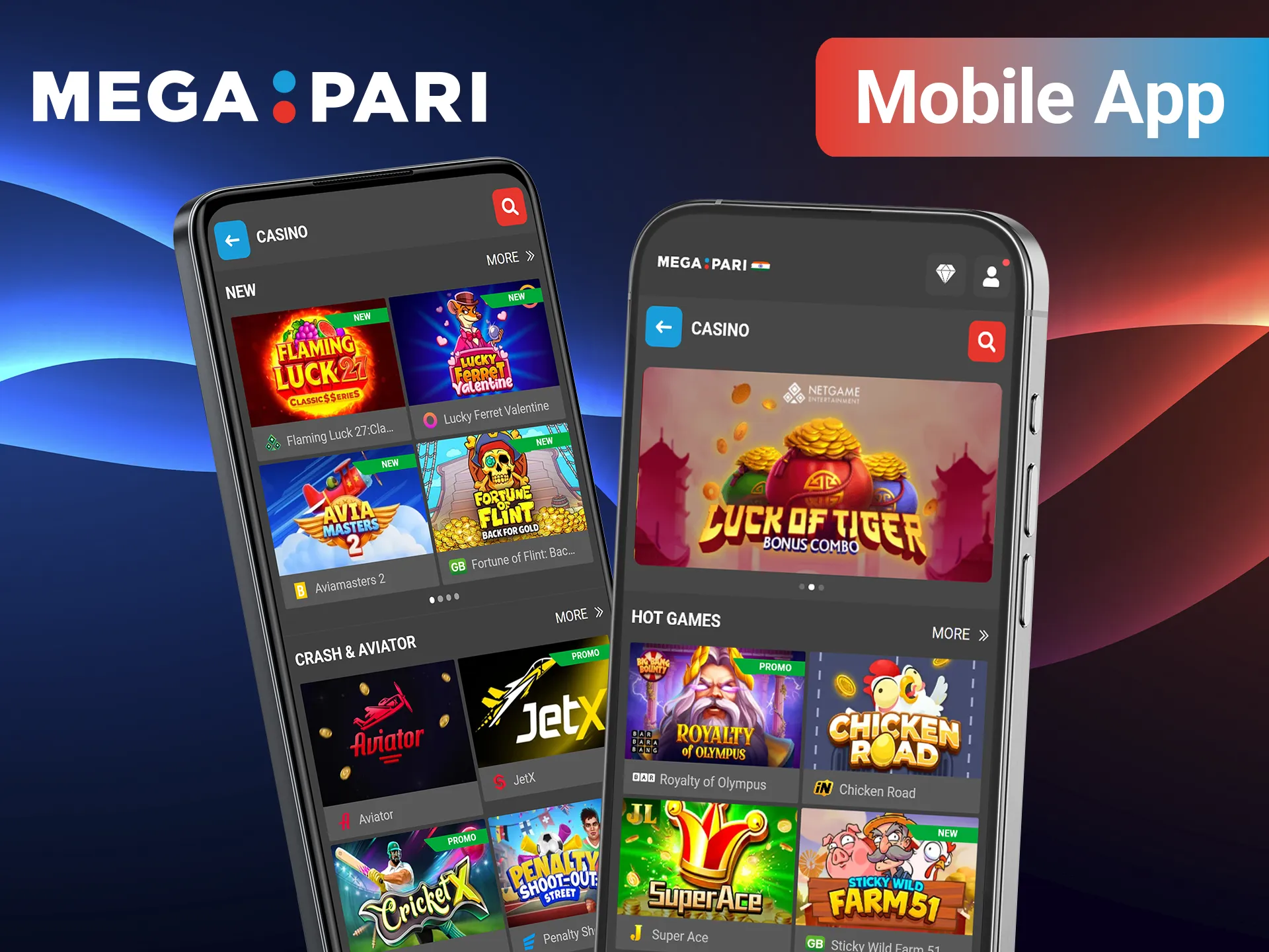 Download the MegaPari App and enjoy mobile Slots on the go.