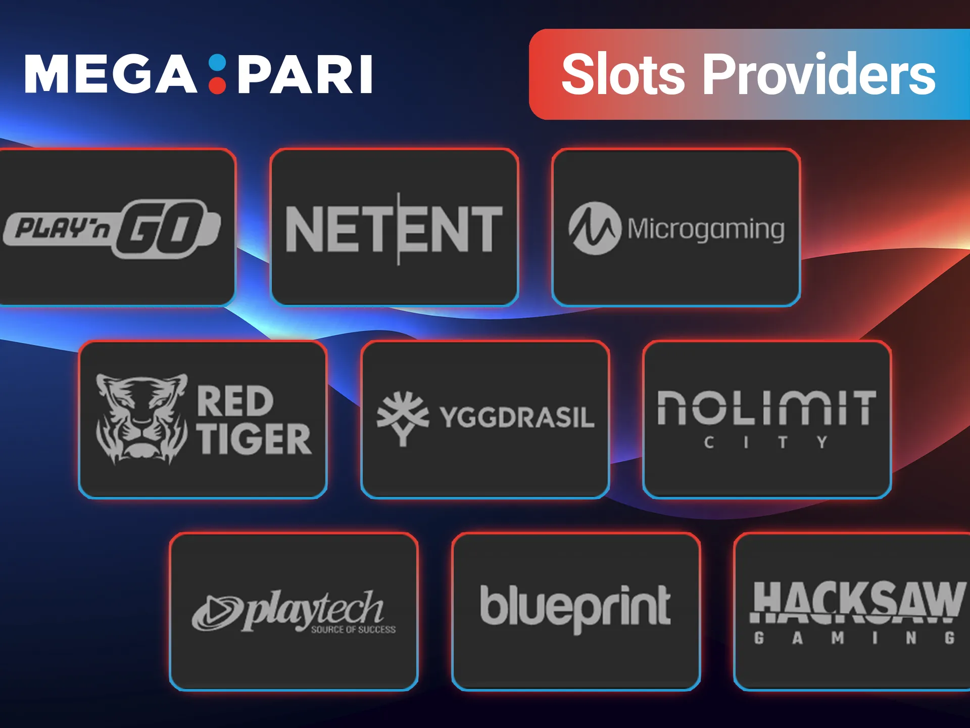 Choose top-tier software providers to play premium MegaPari Slots.