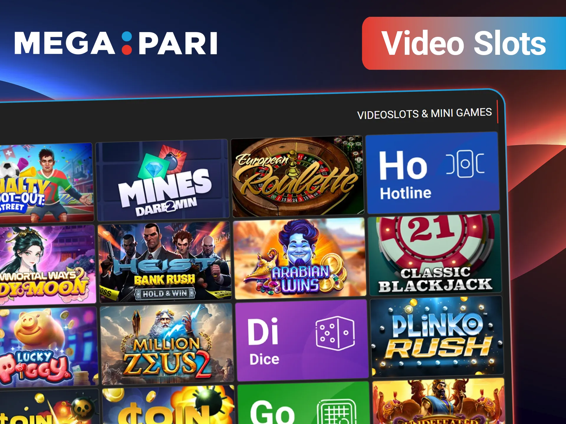 Try modern Video Slots at MegaPari and enjoy high-quality graphics.