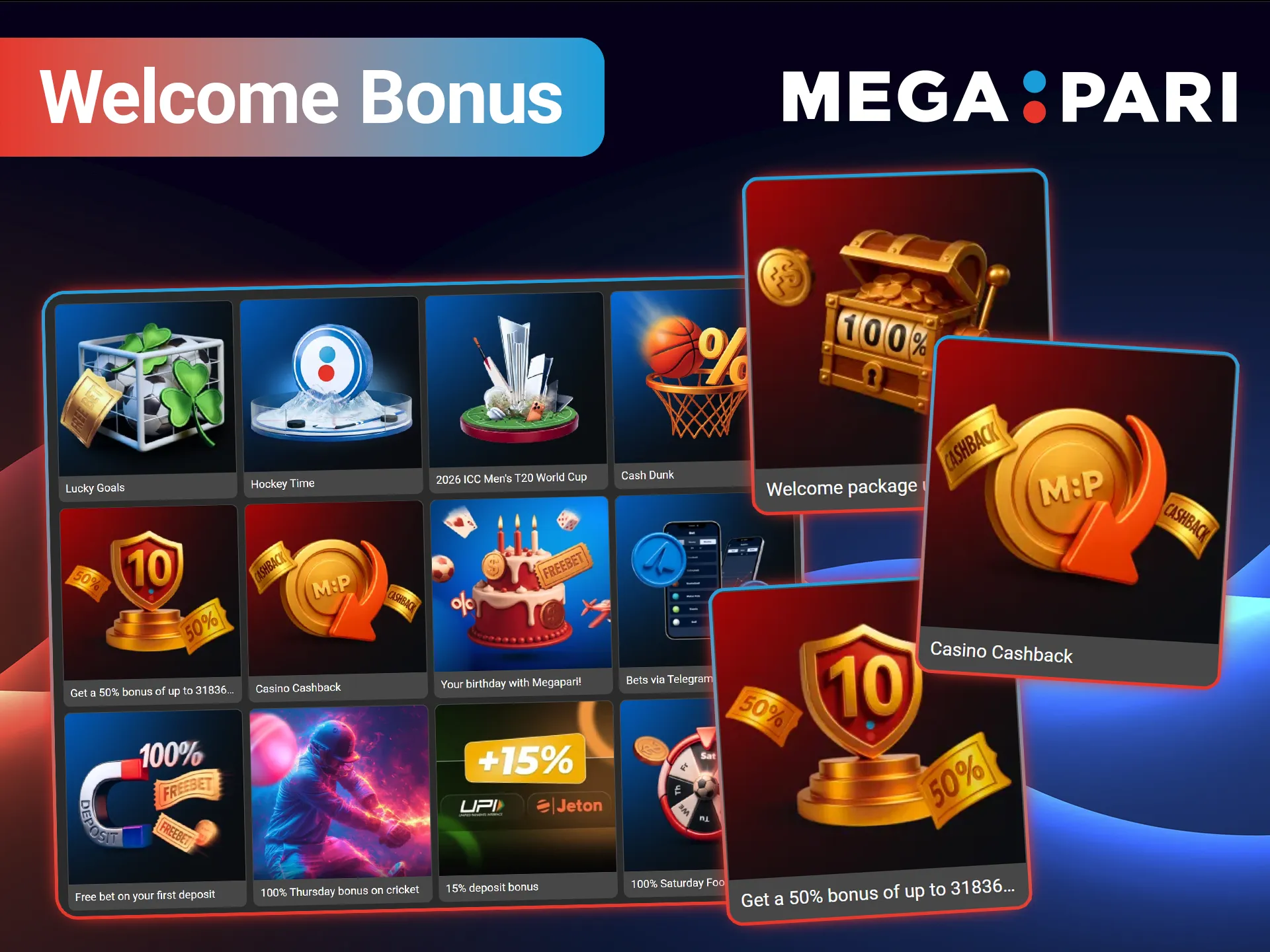 Activate your MegaPari Slots Welcome Bonus to increase your winning chances.
