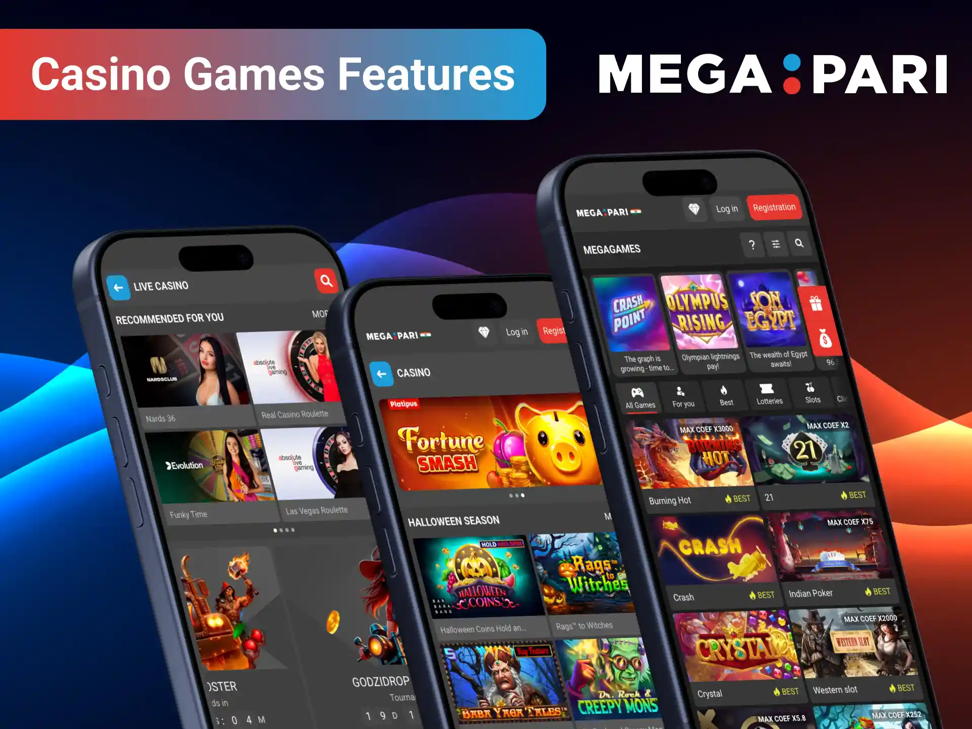 Playing casino games on MegaPari app.