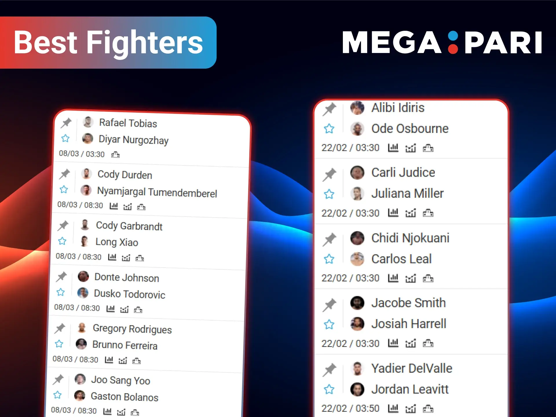 Choose your fighter for MMA betting with MegaPari.