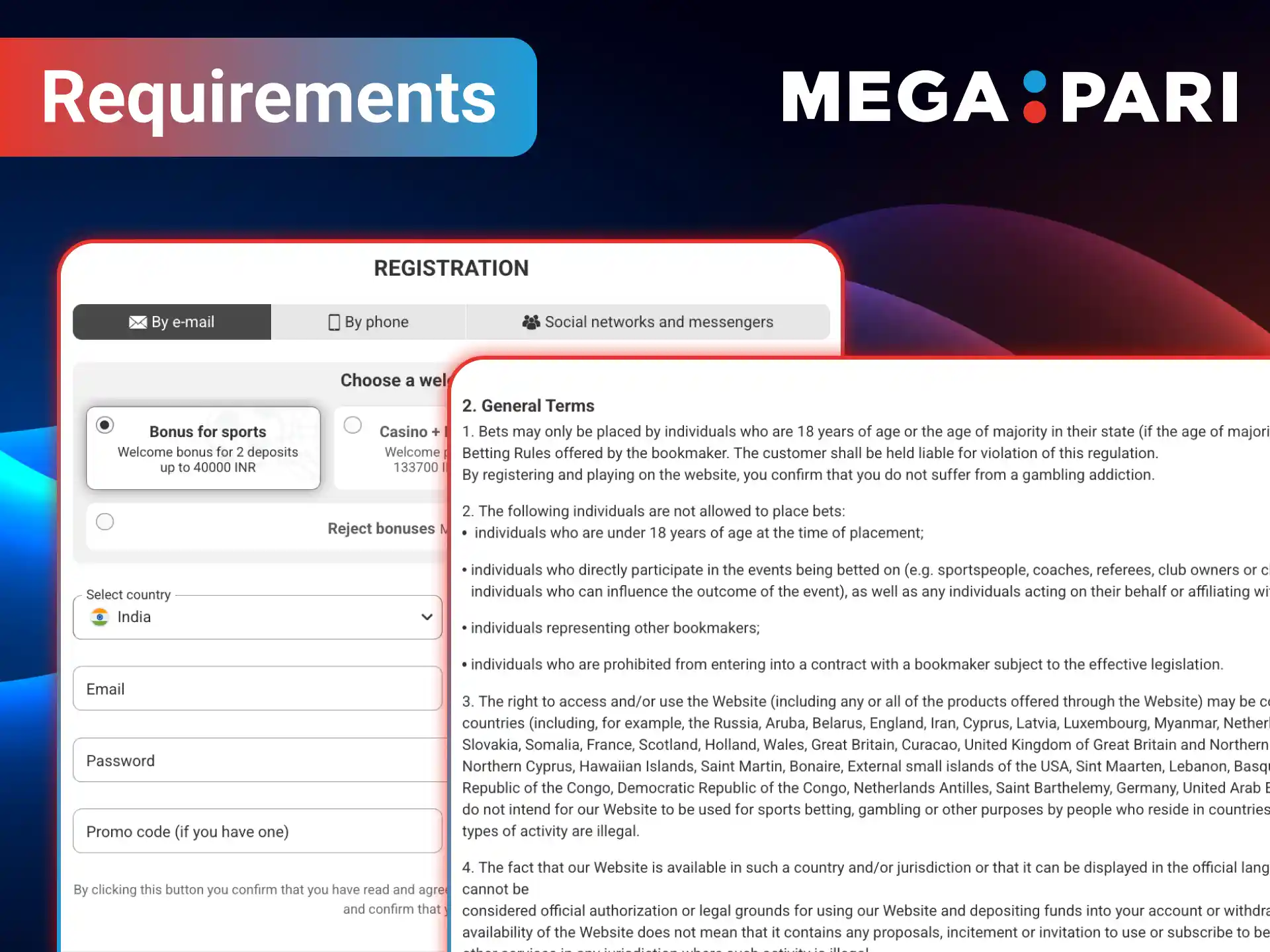 Check registration requirements and start winning on MegaPari.