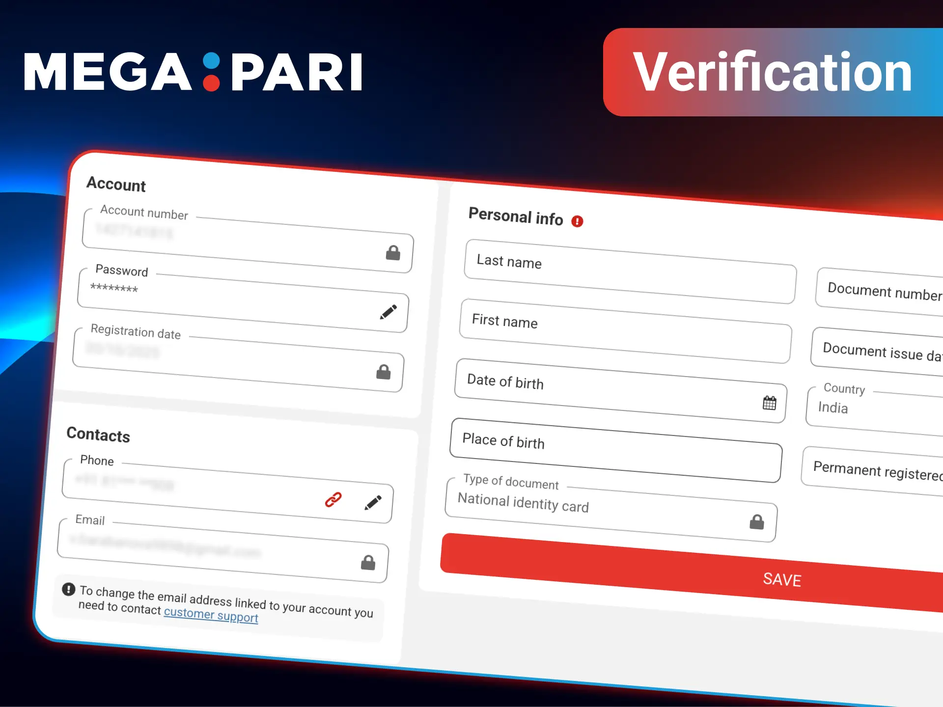 Verify your account quickly and start playing on MegaPari.