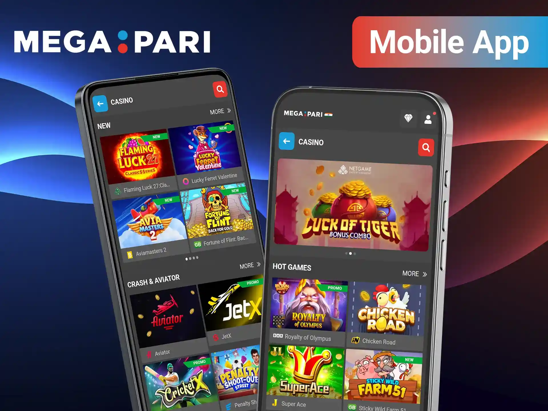 Download the MegaPari App and enjoy mobile Slots on the go.