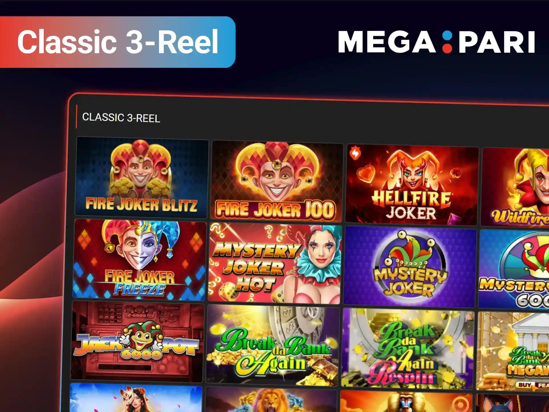 Spin the reels of classic MegaPari Slots to win real money.